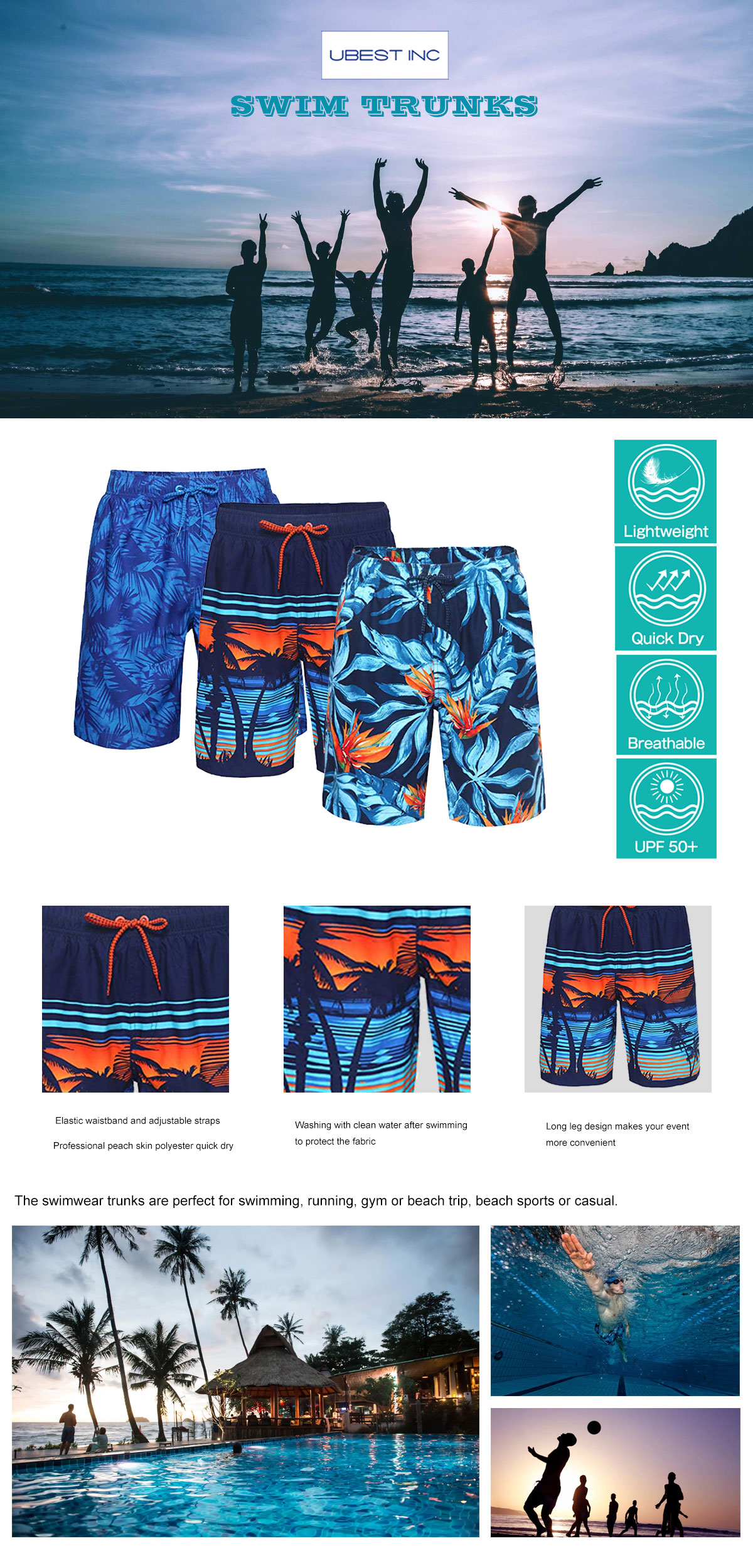 Men Beach Swim Trunks