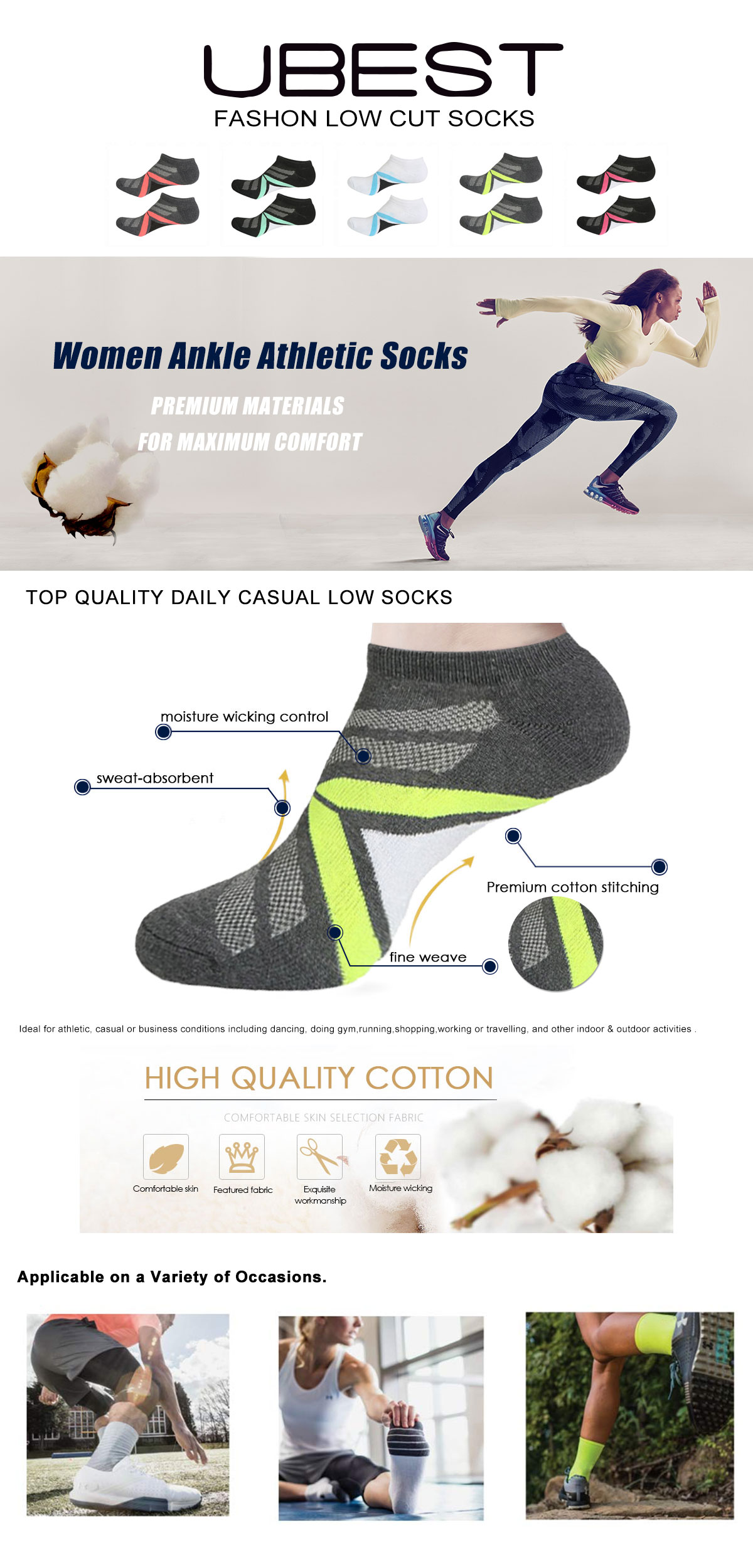 Women  Ankle Athletic Socks