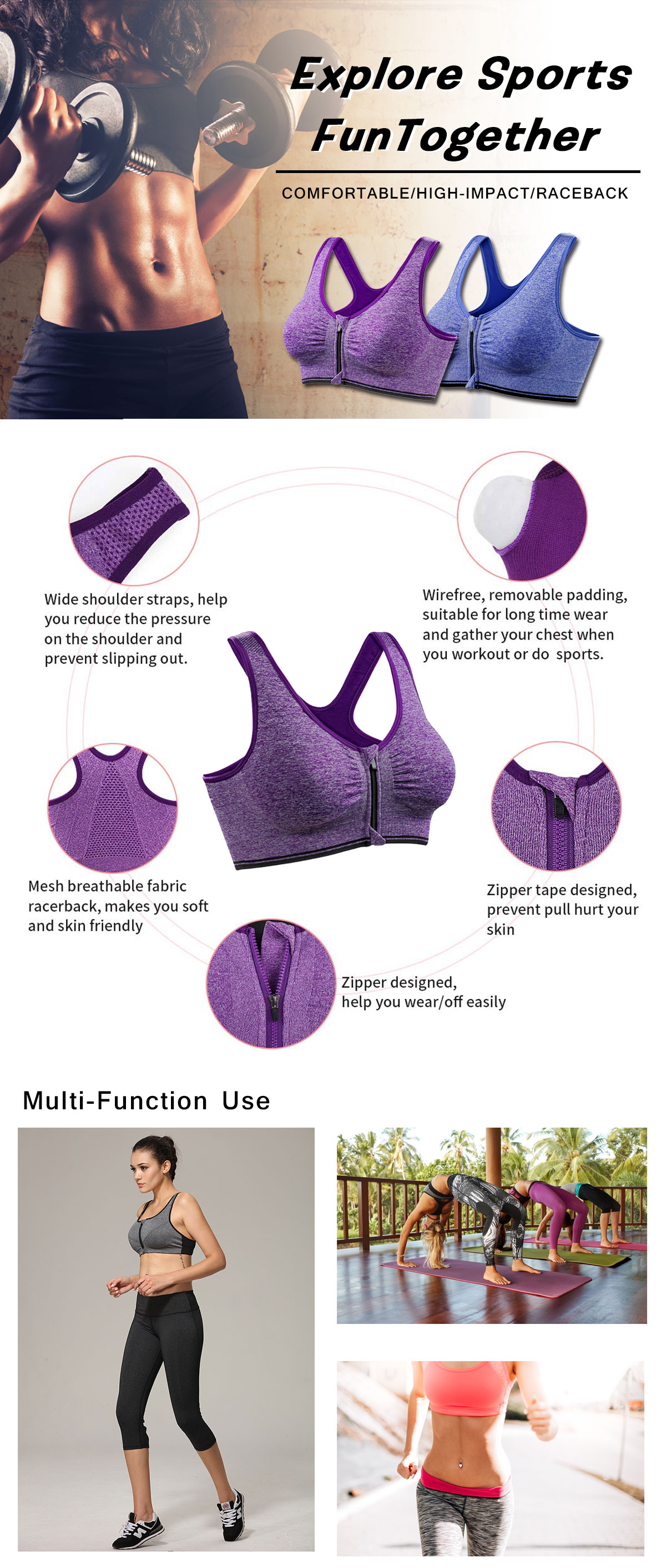 Front-Zip Sports Bra