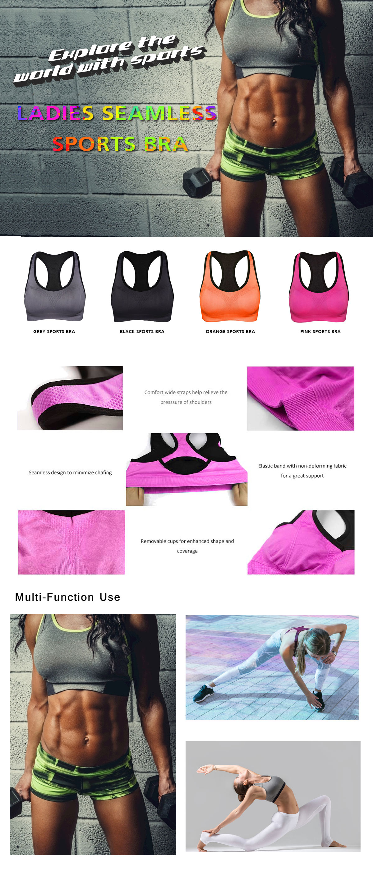 Ladies  Seamless Sports Bra