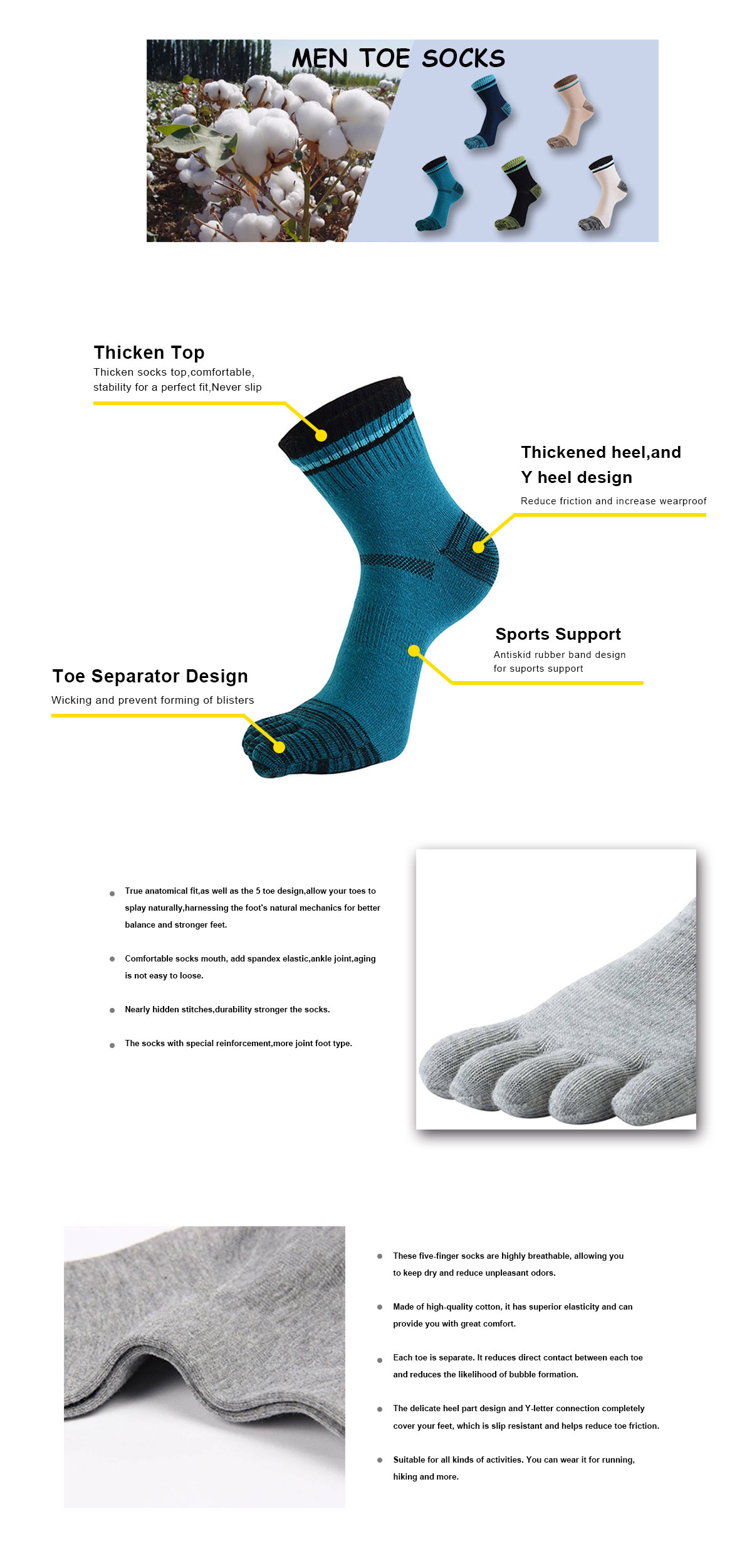 Men Toe Socks